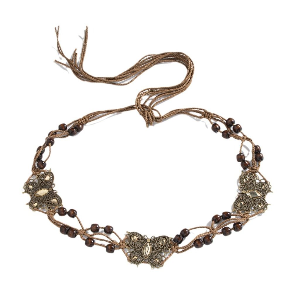 Chaîne de taille tressée bohème tendance, ceinture rétro pour robe et jupe, accessoire en tissu, ceinture à pompons de style ethnique pour femme