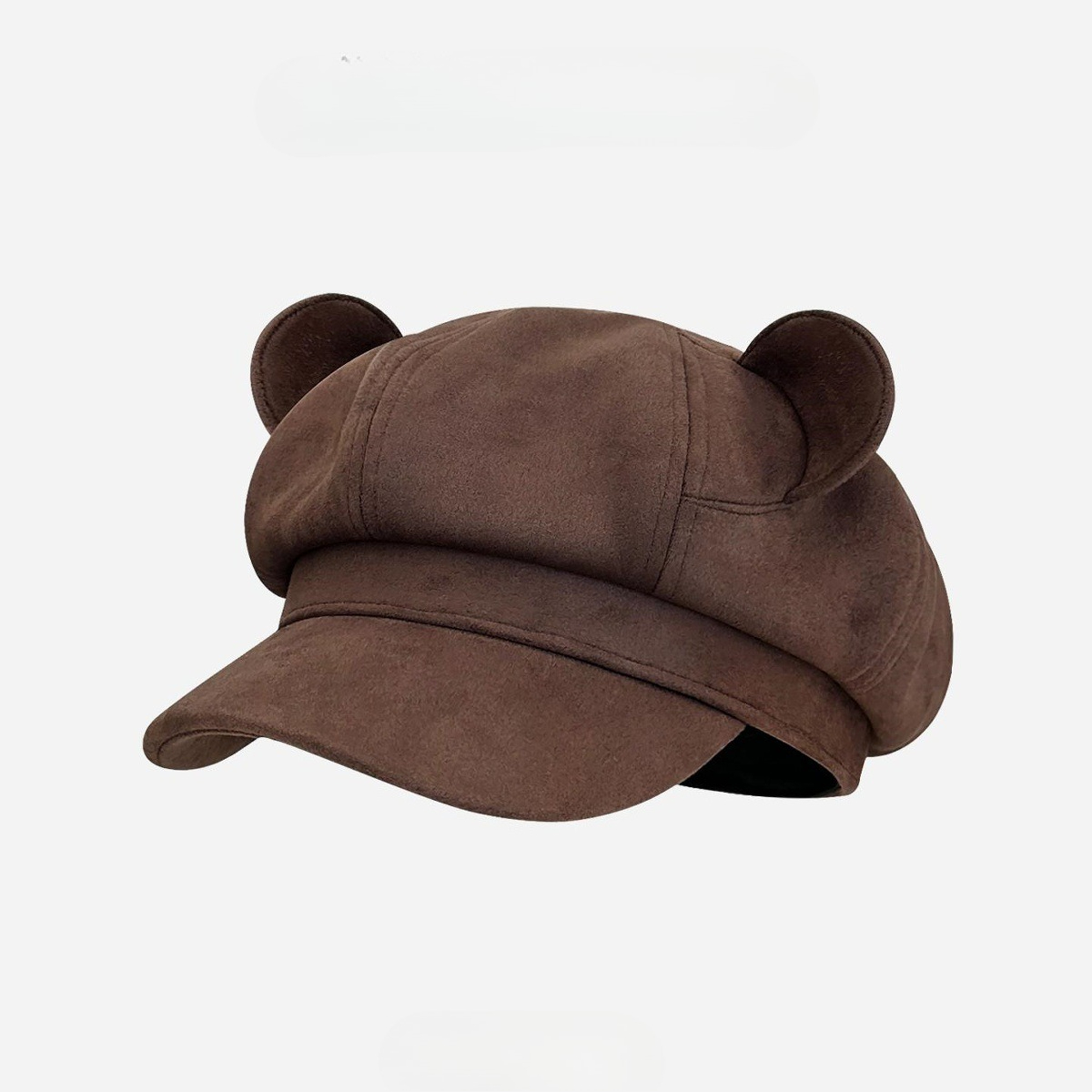 Béret marron rétro Collection, chapeau octogonal à oreilles mignonnes pour femmes, automne hiver, Bonnet d'oreille mignon, Bonnet réglable à la mode