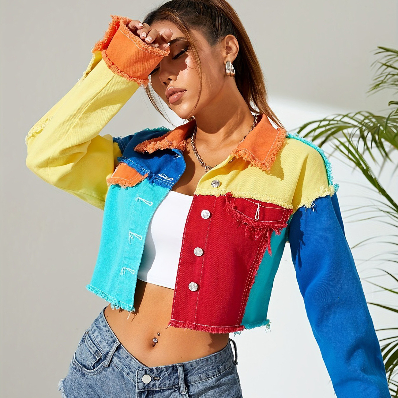 Nouveau Vêtements d'hiver femmes bord brut à manches longues veste en jean manteau femmes vêtements