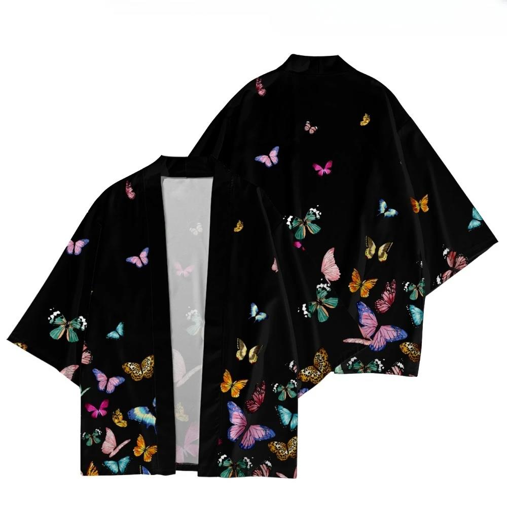 Kimono d'été pour femme à imprimé floral, chemise hawaïenne de plage tendance pour homme, cardigan à motif Sakura, peignoirs kimono Yukata Haori