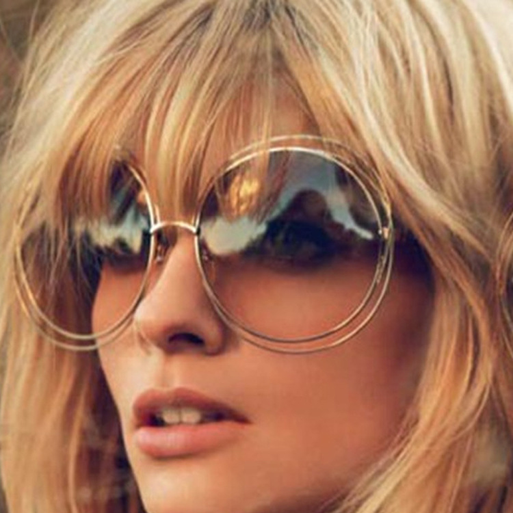 Lunettes de soleil vintage rondes, grandes, à verres surdimensionnés, pour femmes, de marque, avec monture en métal, lunettes de soleil pour dames, style rétro cool