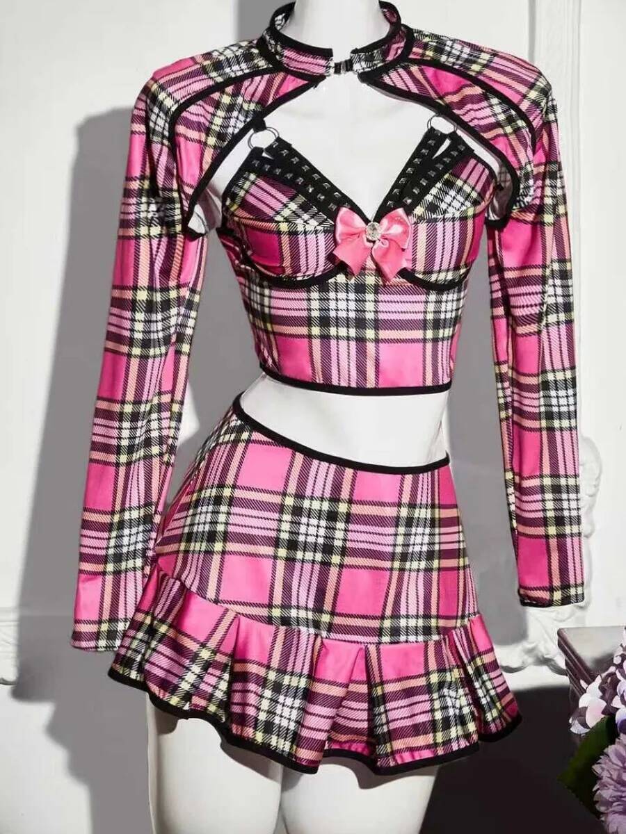 Ensembles de jupes Sexy, tenue de discothèque, tenue de spectacle sur scène pour femmes, uniforme de Style collège d'automne, ensembles de jupes charmantes NL6C