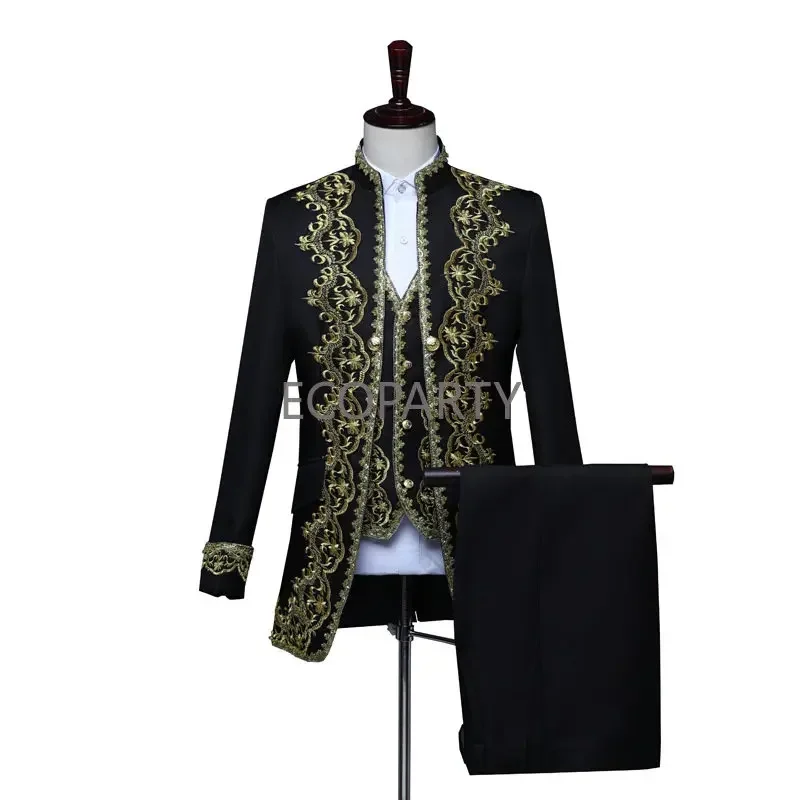 Costume de cosplay pour homme britannique du XVIIIe siècle, 3 pièces, tenue victorienne, tenue de la Renaissance, costume Marie-Antoinette, tenue rococo pour homme