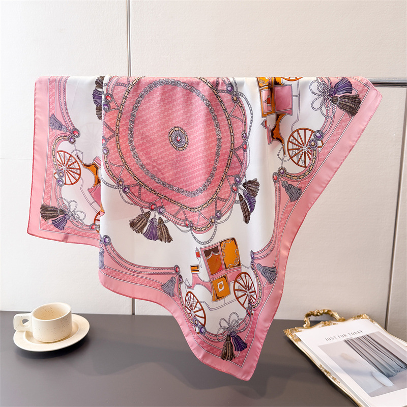 Foulard carré en soie de luxe imprimé pour femme, 70 cm, pour le cou, les cheveux, les poignets, bandana, hijab