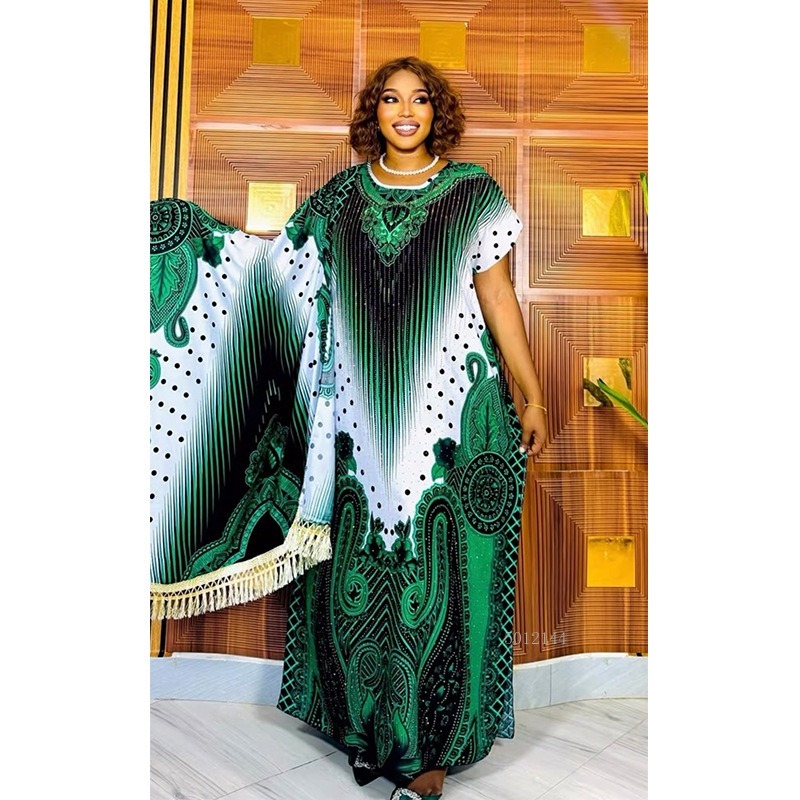 Robe longue musulmane pour femmes africaines, grande robe, impression de rendu, forage à chaud, artisanat, grande taille, foulard, nouvelle collection 2026