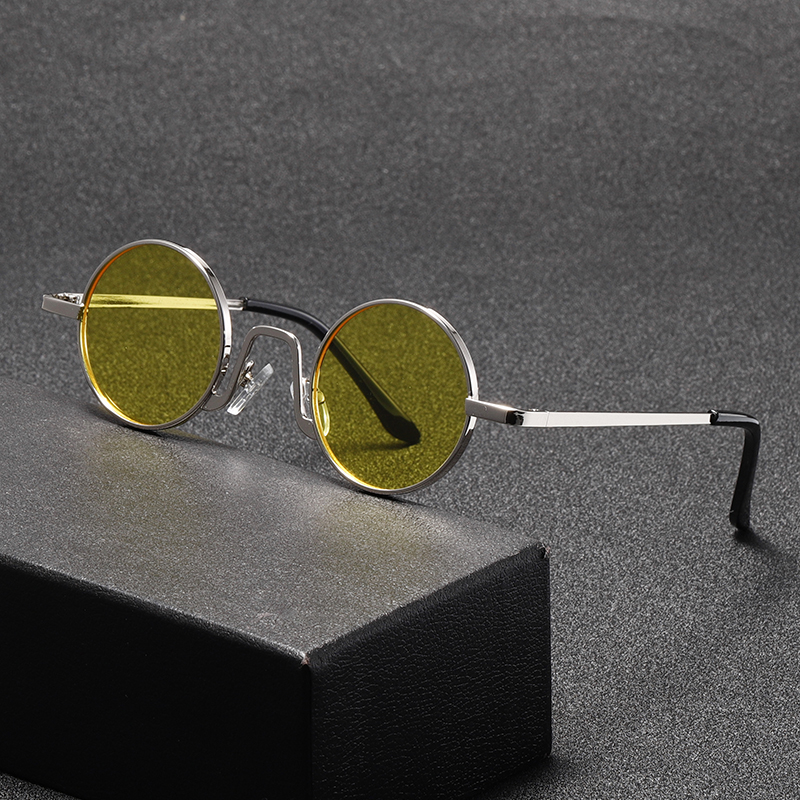 Lunettes de soleil Hippie rondes rétro pour femmes et hommes, tendance Punk Disco, lunettes de fête, cercle en métal, Protection UV