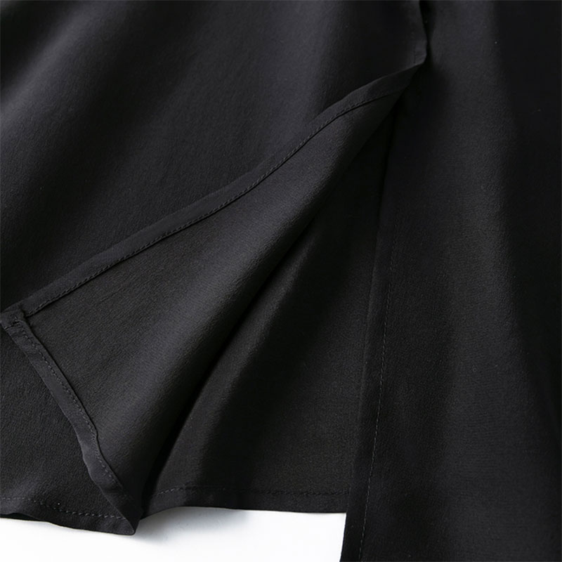 Robe Maxi en soie pour femmes, 100% crêpe de mûrier, couleur unie, noir, col en V, taille ceinturée, robe longue élégante, grand ourlet, M L XL MM891
