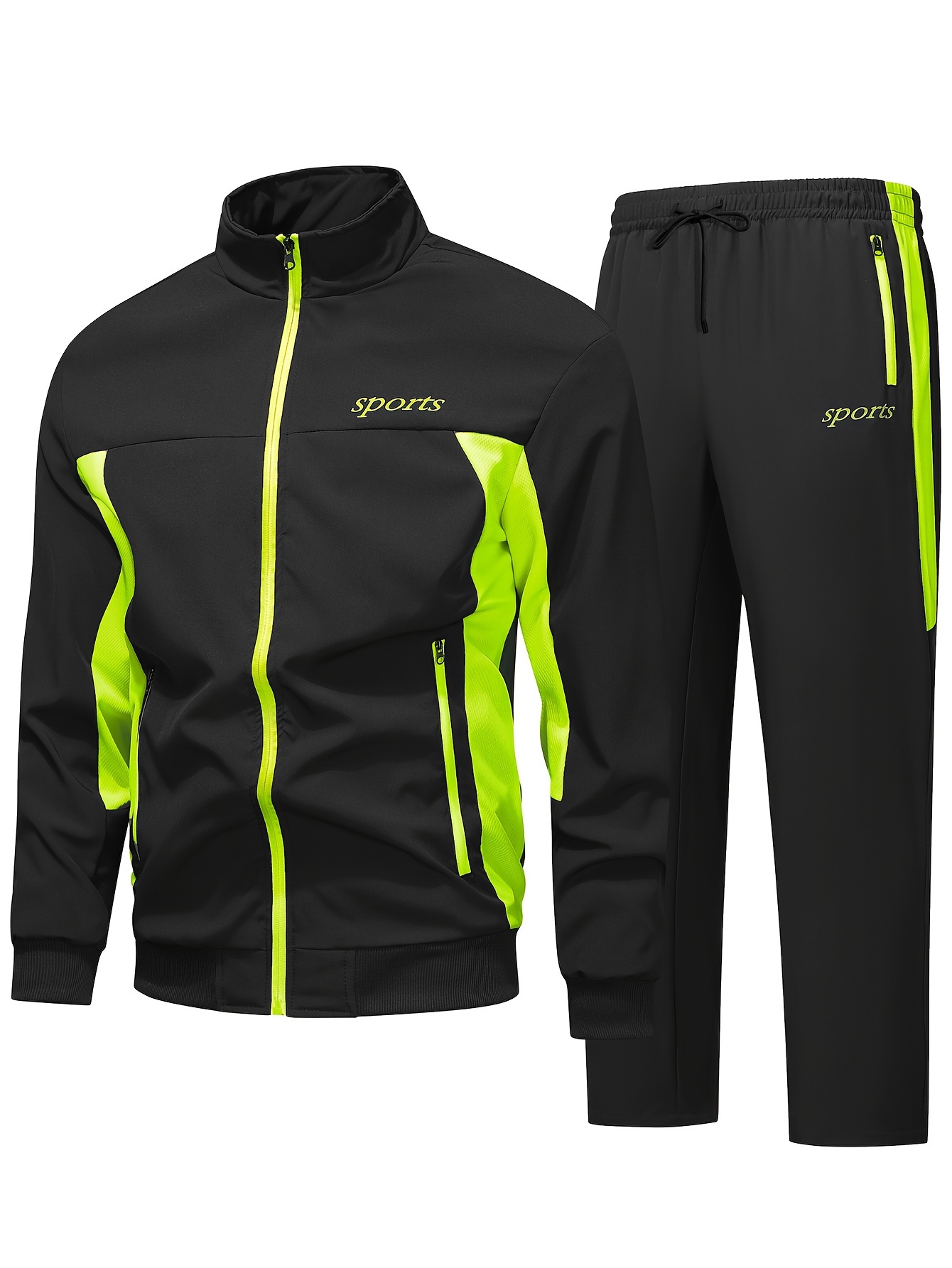 Costume pour hommes deux pièces survêtement printemps et automne veste à capuche de sport + sport nouveaux hommes en plein air deux pièces Fitness Jogging costume