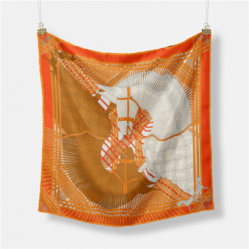 Foulard carré imprimé double cheval pour femme, foulards Twill Injplanchers f, enveloppes bandana, petit hijab, Lady aught sauna band, bandeau de la présidence, 53cm