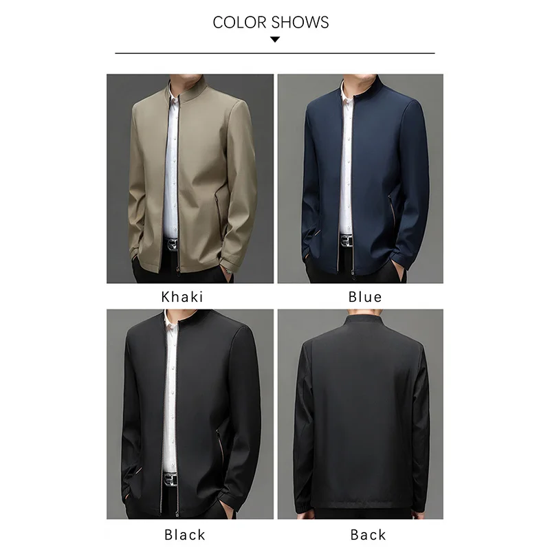 BROWON marque hommes veste quotidienne décontracté couleur unie col montant travail affaires résistant à l'usure automne veste pour les déplacements masculins