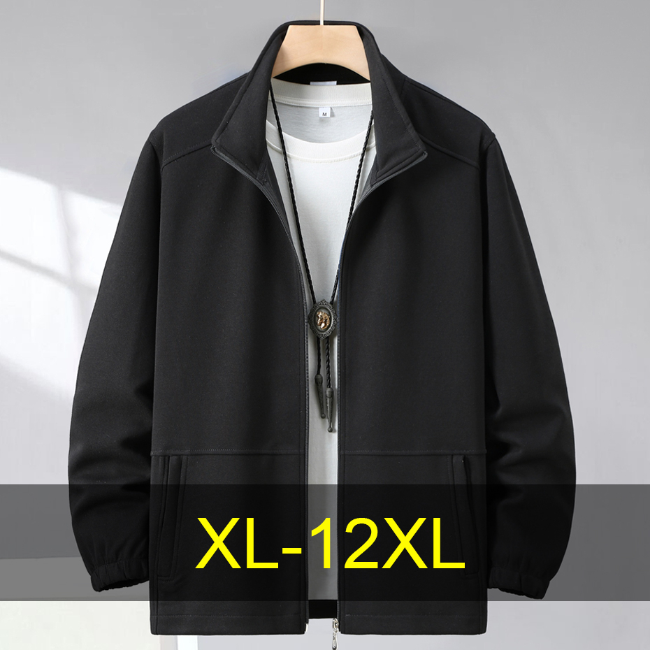 Veste à col montant pour hommes, manteau de printemps et d'automne, vestes décontractées pour hommes, grande taille, 10XL, 12XL