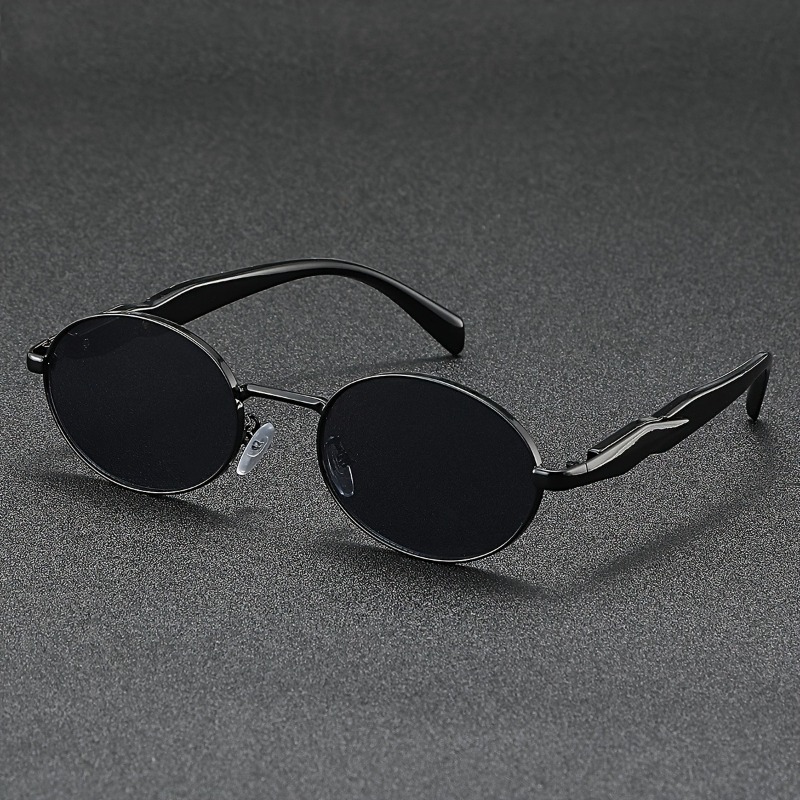 Lunettes de soleil ovales rétro pour hommes et femmes, monture en métal tendance, parfaites pour les activités de plein air