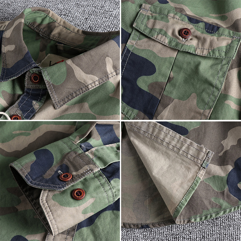 Solomon-Chemise à manches longues pour hommes, vêtements de travail de style n, chemisier décontracté pour jeunes militaires, double poches, mode
