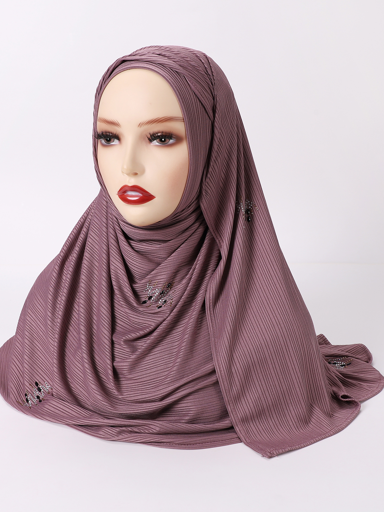 Écharpe de lit en jersey Hijab avec paillettes brillantes, châles musulmans, écharpe de sauna islamique, doux et respirant