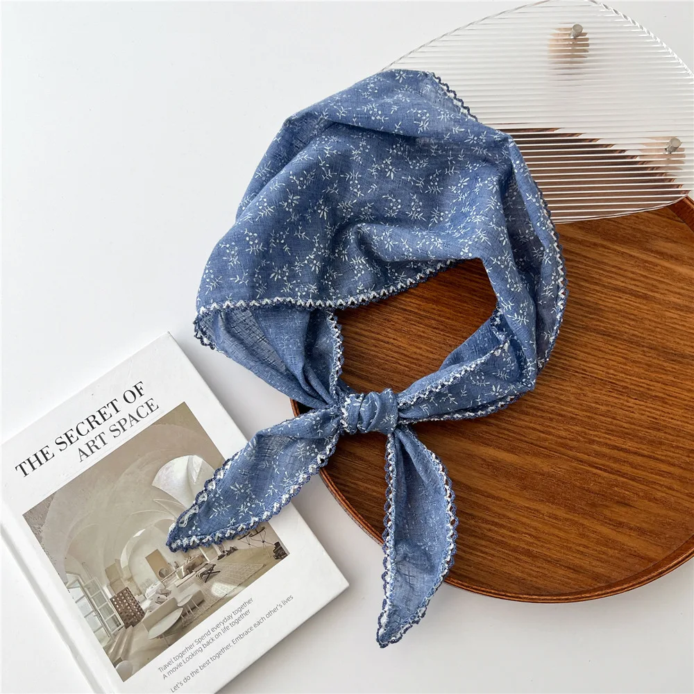 Foulards floraux simples Triangle foulard été extérieur tête cou soleil écharpe de protection pour femme