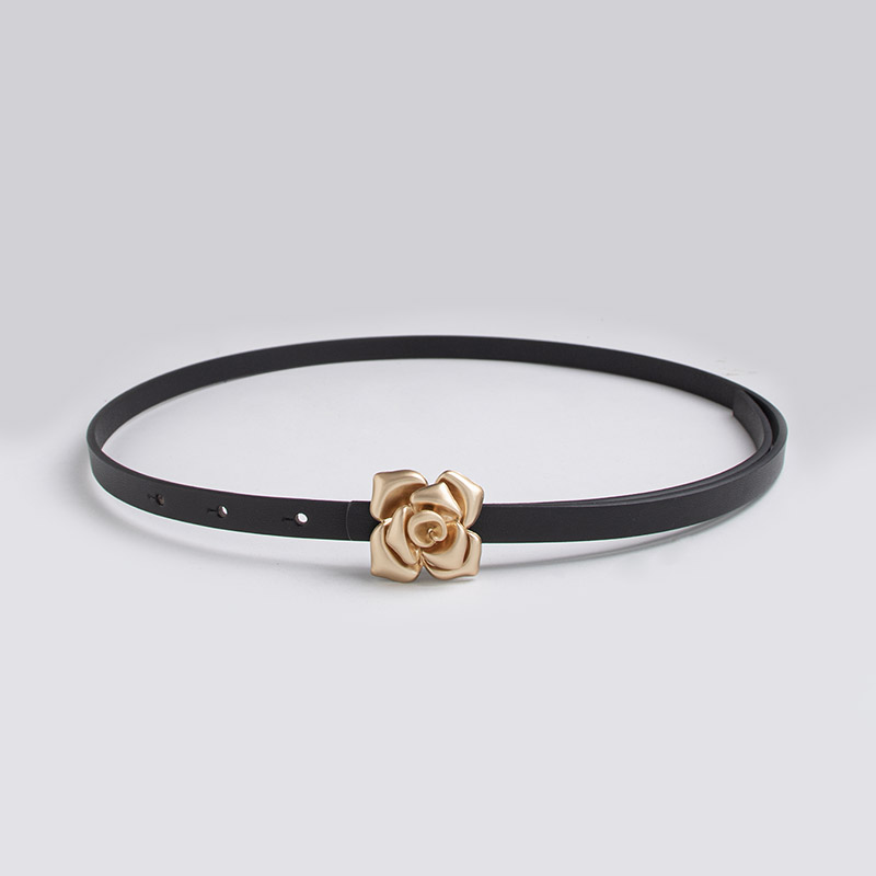 Ceinture fine pour femmes, Simple et polyvalente, boucle Rose, accessoire de mode élégant, nouvelle collection