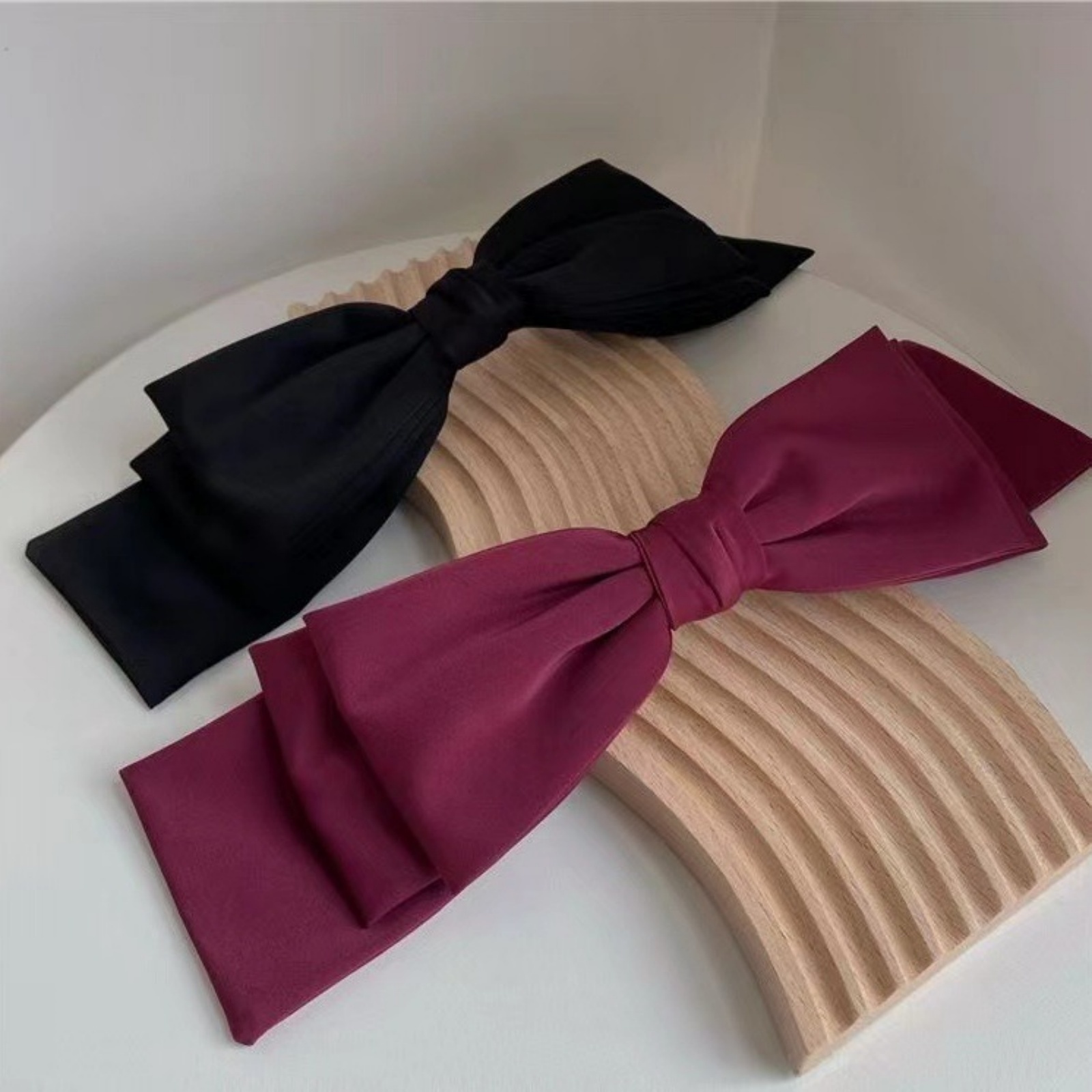 Grande pince à cheveux en Satin, nœuds pour filles et femmes, rose uni, noir, épingle à cheveux multicouche, mode coréenne, accessoires pour cheveux, nouvelle collection