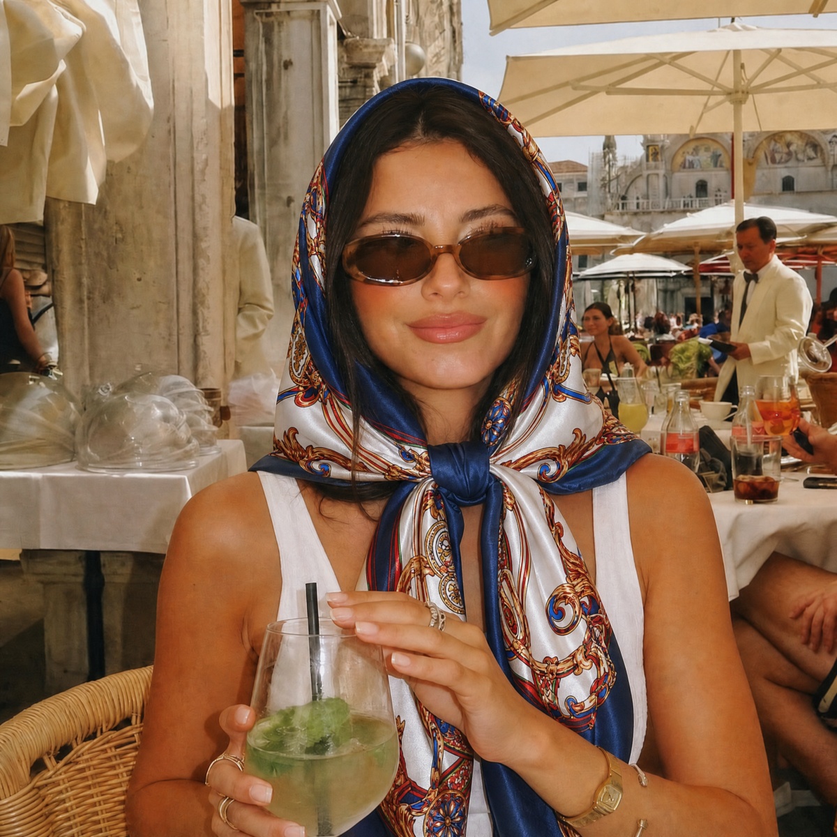 Foulard carré de mode, Hijab, Bandana, Mouchoir, Foulards en satin, Foulard de tête pour femme, Bandeau de luxe pour femme, Accessoire de voyage pour la tête