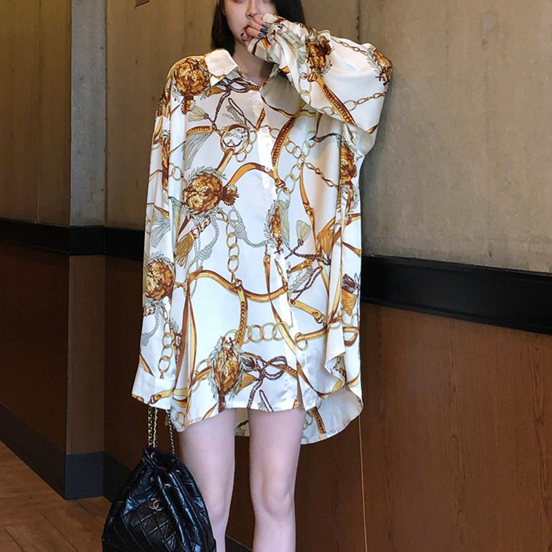 Chemises amples décontractées robe surdimensionnée femmes chemisiers en mousseline de soie printemps été à manches longues hauts Blusas Mujer