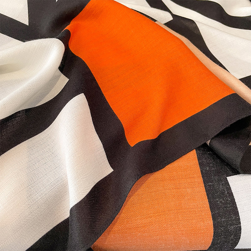 Foulard Carré Géométrique en Coton pour Femme, Petit Mouchoir, Sac à Dos, Hijab, 90x90cm