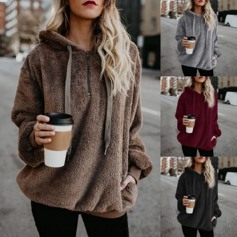 Pull à capuche à manches longues pour femmes, manteau monochrome, tendance de la mode