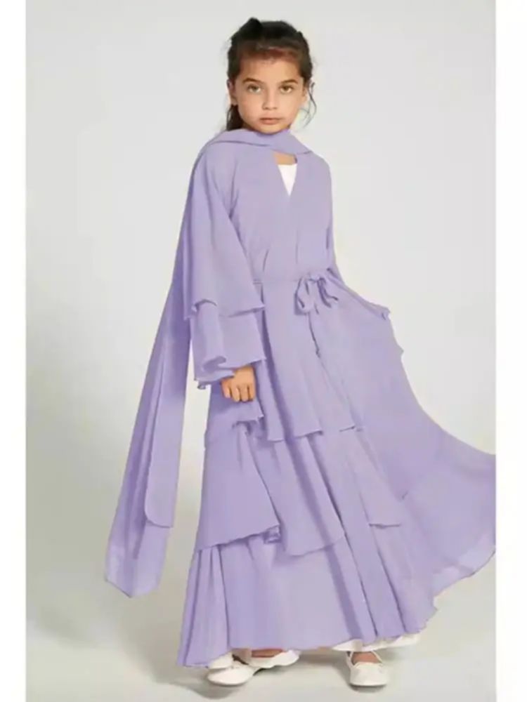 Abaya en mousseline de soie pour enfants, robe musulmane pour Ramadan, Niqab, tiens imar, Dubaï, Turquie, Islam, vêtements de prière pour femmes, Kebaya