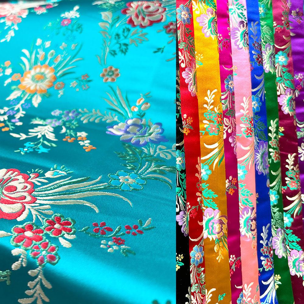 Tissu damassé en brocart Jacquard à fleurs, Satin de soie, bricolage pour Cheongsam Kimono, robe pour femmes, Costume de mariage, pyjama, matériaux de coussin