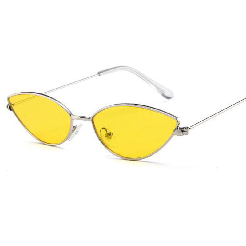 Lunettes de soleil triangulaires en métal argenté effet miroir pour femme, style vintage, petites lunettes œil-de-chat féminines, lunettes hippie