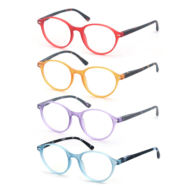 Lunettes de lecture rondes pour femmes, charnière à ressort, lecteurs presbytes légers, monture classique multicolore (rouge/bleu/violet/Orange)