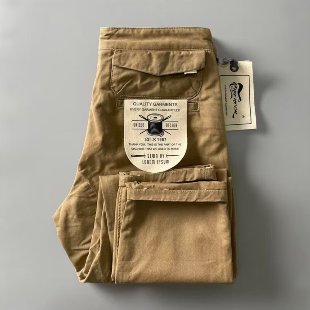 Pantalon cargo robuste en pur coton de style américain pour homme, anti-salissure, anti-usure, coupe droite décontractée