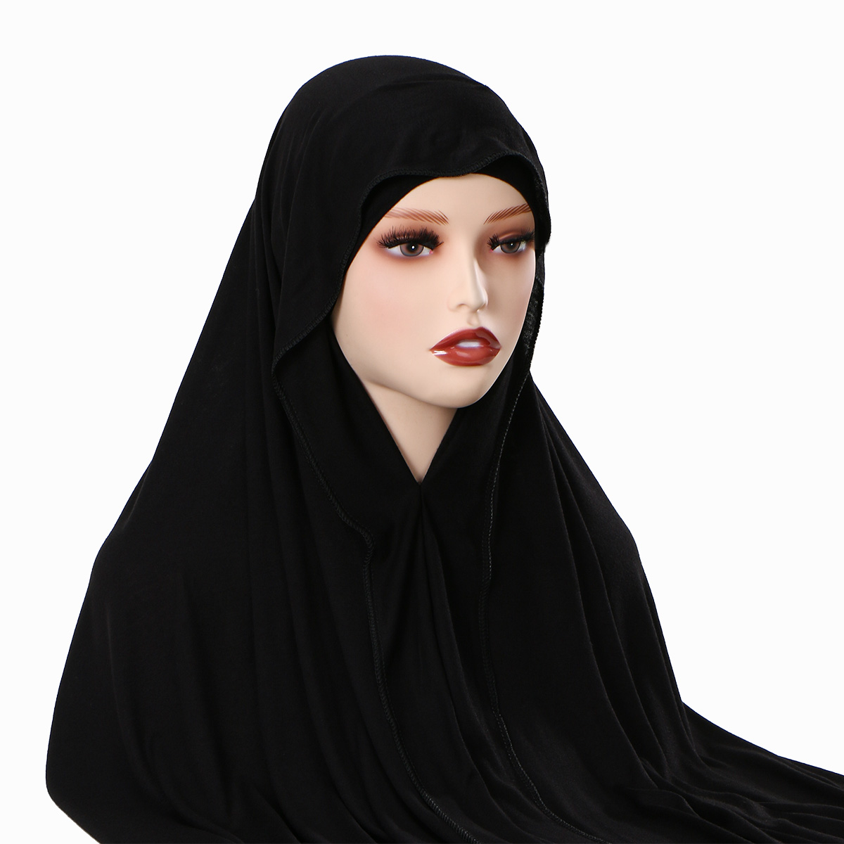 Ensemble Hijab et Foulard Instantané Ramadan New Jersey avec Aimants Intégrés, Châle Uni Facile à Porter avec Sous-Hijab