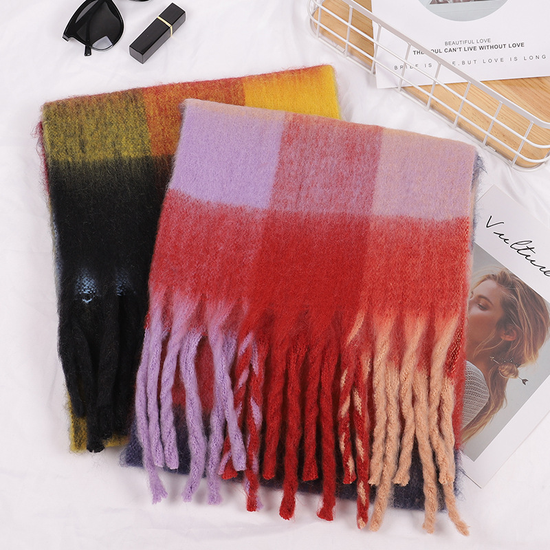 Écharpe en cachemire pour hommes et femmes, couverture épaisse et chaude, Plaid coloré, longs glands, châles doux, enveloppes de cou, nouvelle collection 2023