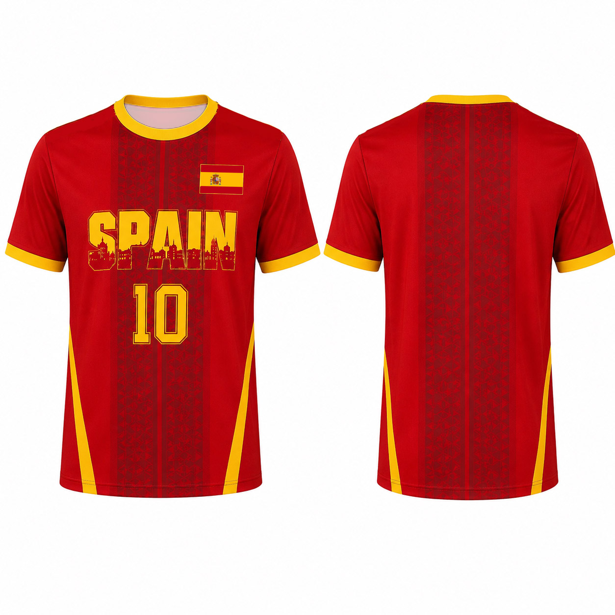 Unisexe Espagne Espana # Maillot de football à manches courtes avec drapeau national, respirant, séchage rapide, streetwear décontracté, tee-shirt d'entraînement de football