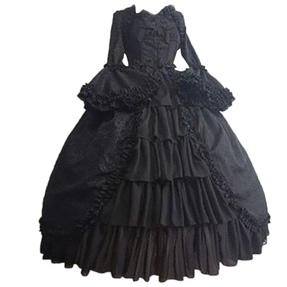 Robes médiévales robe de cour gothique Royal Lady Ball robe Lolita col carré taille serrée nœud papillon femmes robe Vestido Ropa