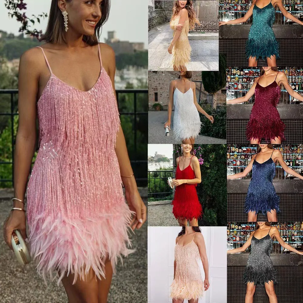 Robe de soirée de luxe pour femmes, vêtements à franges, Sexy, moulante, tenues de Club, rose, noir, rouge