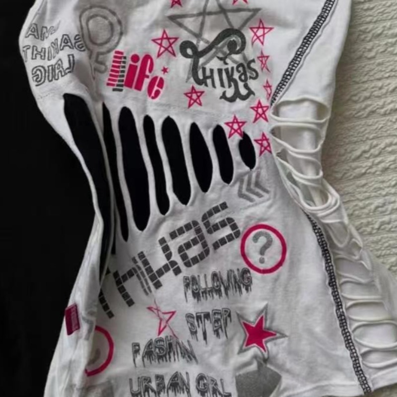 Femmes Sexy Hottie Camisole américain rétro creux Design licou gilet Harajuku rue lettre impression réservoirs femme mince hauts courts