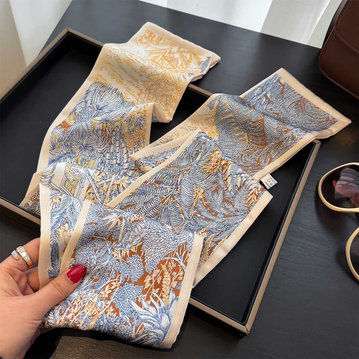 Foulard Design de luxe pour femmes, bandeau en Satin doux, Foulard pour cheveux, cravate de cou, foulards slim pour dames