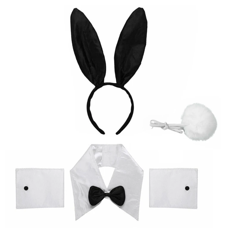 Costume lapin pour femmes, bandeau lapin mignon, queue, nœud manchettes, jupe, accessoires photographie Sexy,