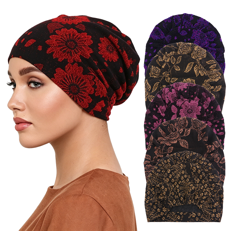 Nouveau Turban en dentelle brodée pour femme, bonnet intérieur en maille pour hijab musulman, sous-voile, bonnet chimio pour femme atteinte de cancer, bonnets pour perte de cheveux