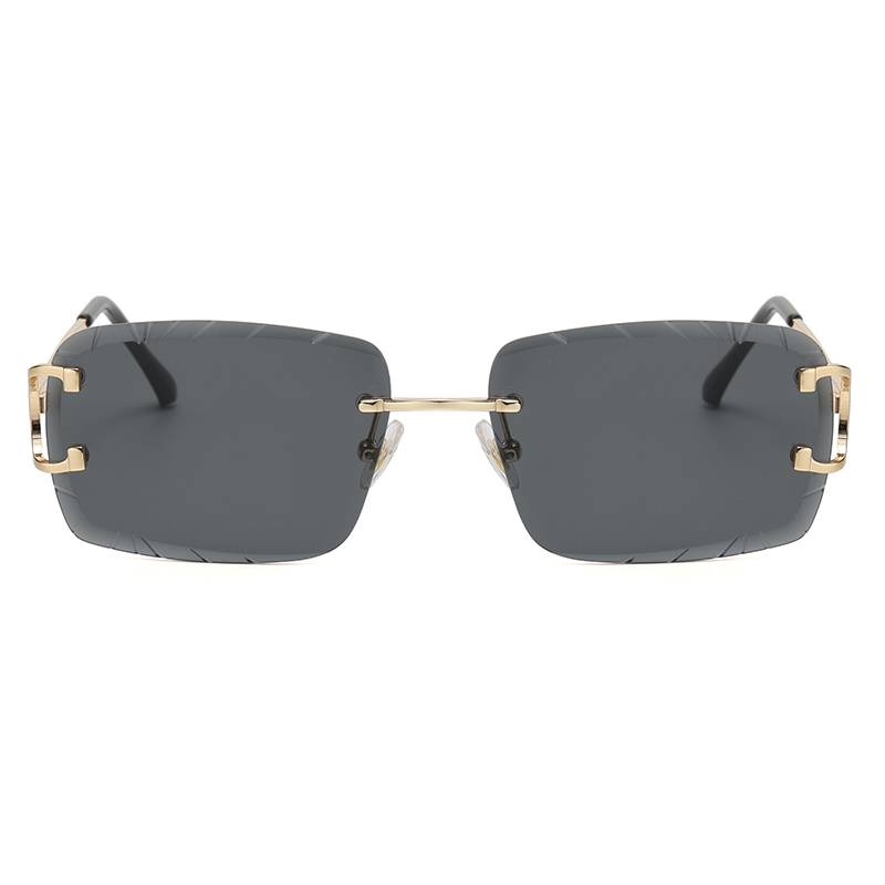 Lunettes carrées sans monture, tendance, métal haut de gamme, lunettes de soleil pour hommes et femmes, lunettes de soleil street style