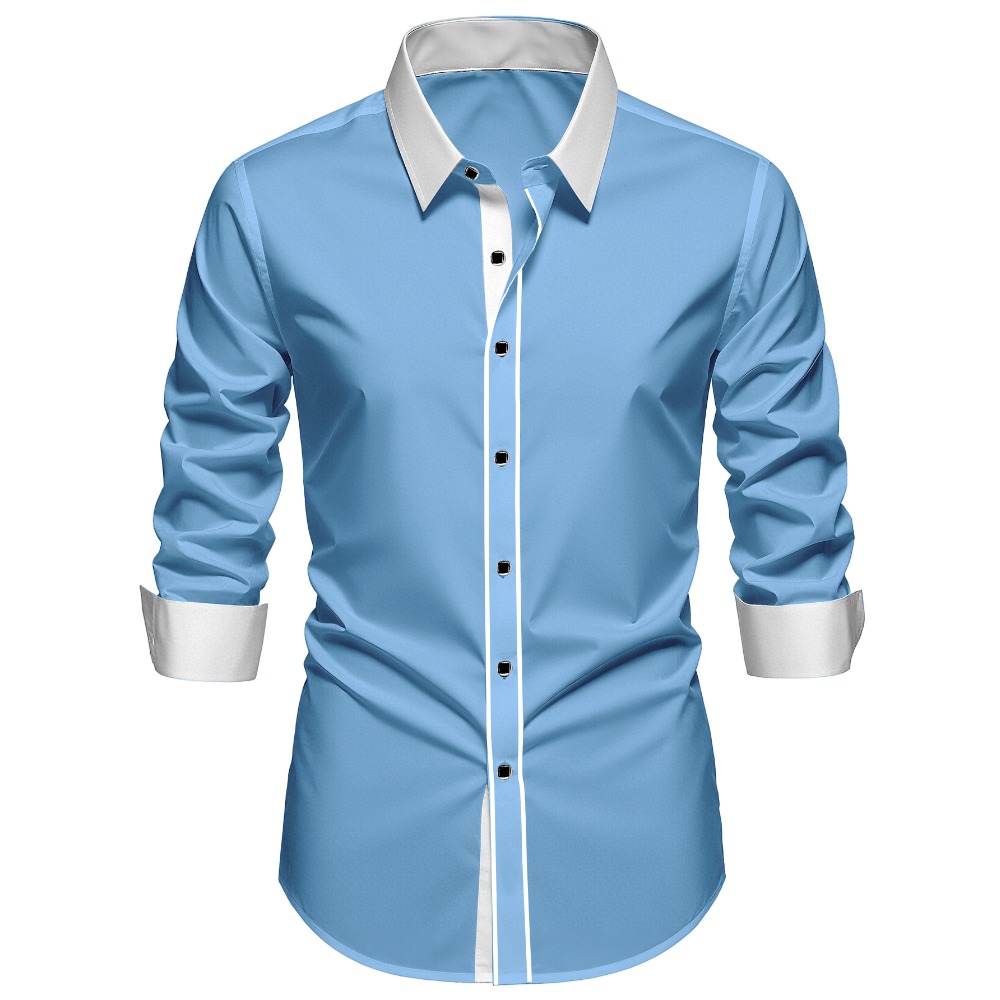 Chemise Homme FGKKS – Marque de Luxe Élégante, Tendance, Manches Longues, Décontractée Chic, Élastique, Infroissable, Chemises Habillées Professionnelles pour Homme