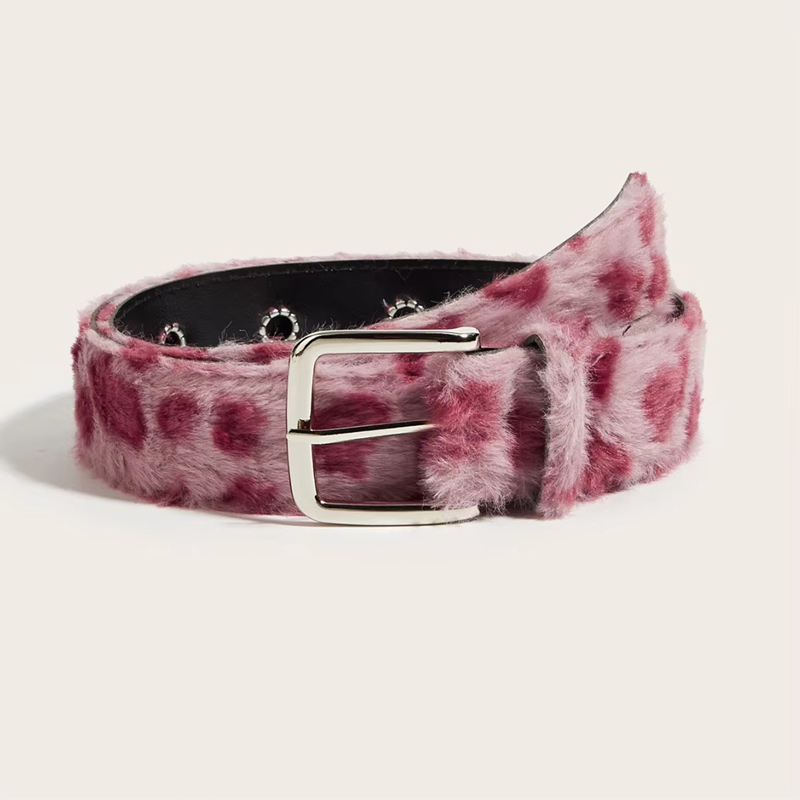 Ceinture rétro en fausse fourrure imprimé léopard Y2K, ceintures en fourrure rose, ceinture punk sexy pour femme, ceinture de taille moelleuse d'hiver, accessoires de décoration