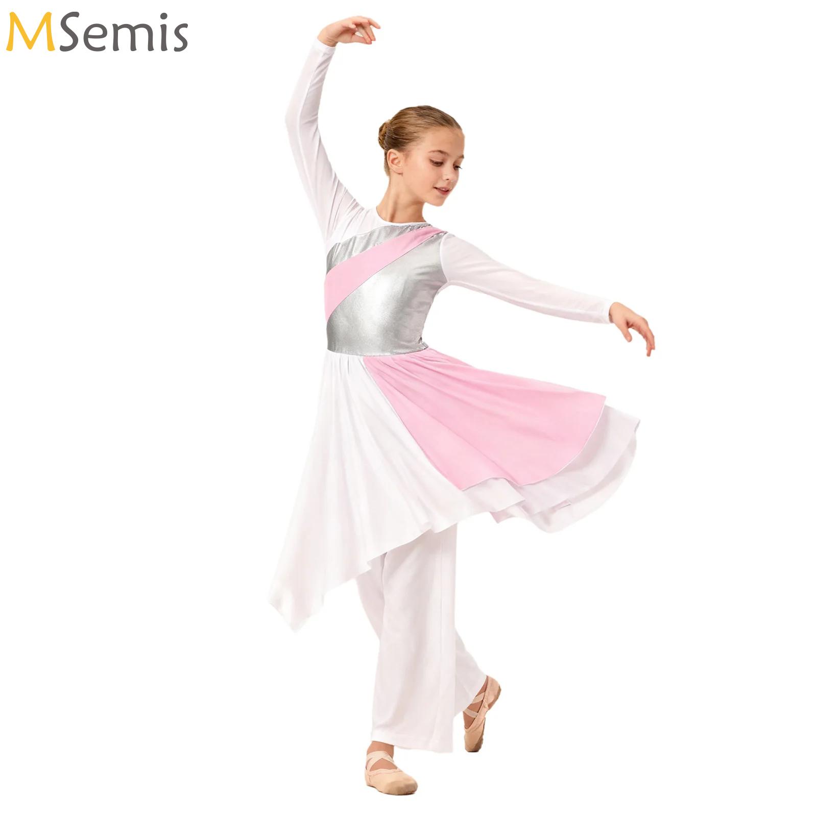 Robe de louange liturgique pour enfants filles, Costumes de spectacle de danse lyrique, chorale d'église, culte, vêtements de danse pour salle de bal