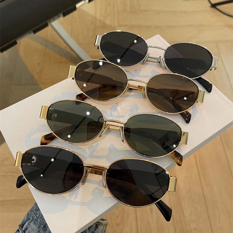 Lunettes de soleil ovales tendance pour femmes 2026 – Monture métallique de luxe de marque, style vintage rond, unisexe, classiques pour dames