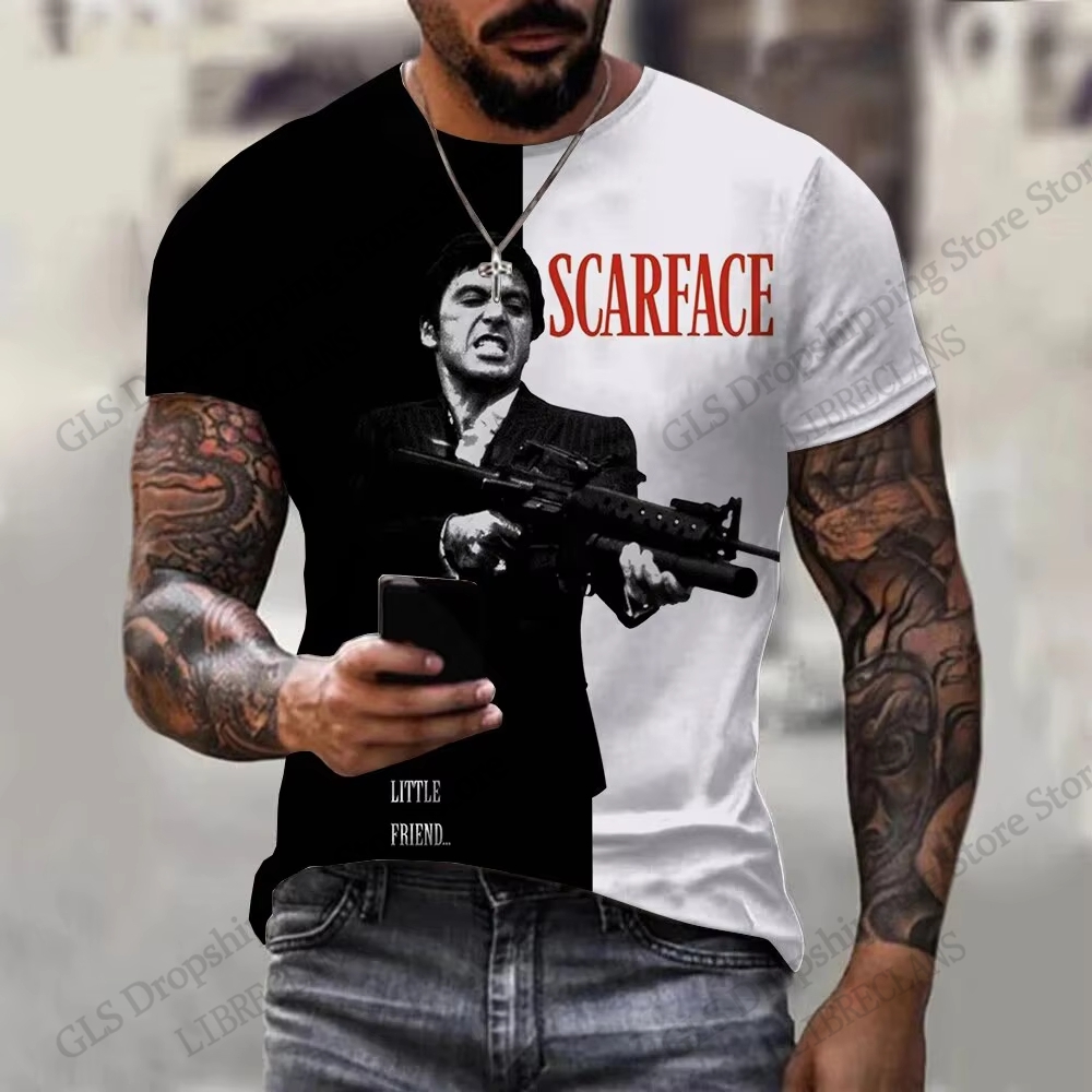 Film Scarface impression 3d T-shirt hommes femmes mode grande taille Hip Hop hauts t-shirts Tony T-shirt à manches courtes décontracté hommes vêtements nouveau