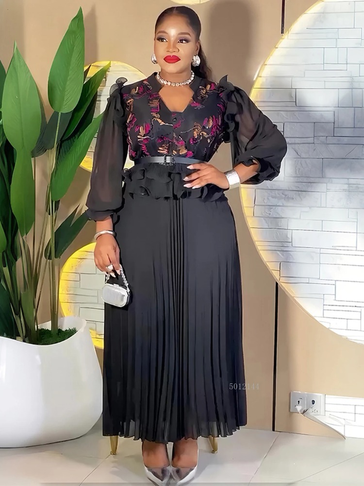 Robes longues en mousseline de soie printemps 2026, élégantes, pour femmes, mariage, fête d'anniversaire, robe plissée maxi, vêtements africains, abaya Dubaï, kaftan