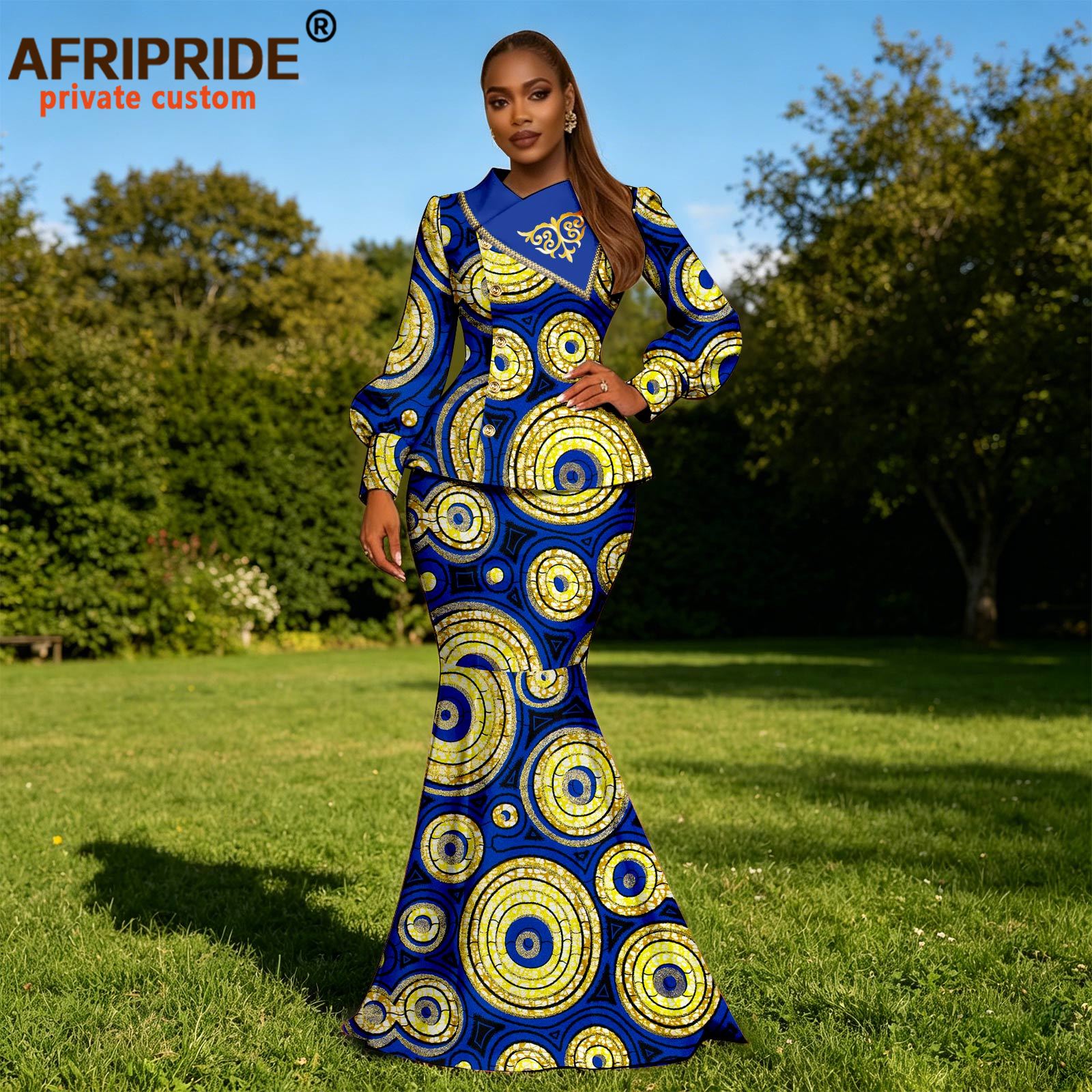 Vêtements africains pour femmes, chemises à manches longues à simple boutonnage brodées et jupes mi-longues, ensembles imprimés, tenues Ankara, 2626041