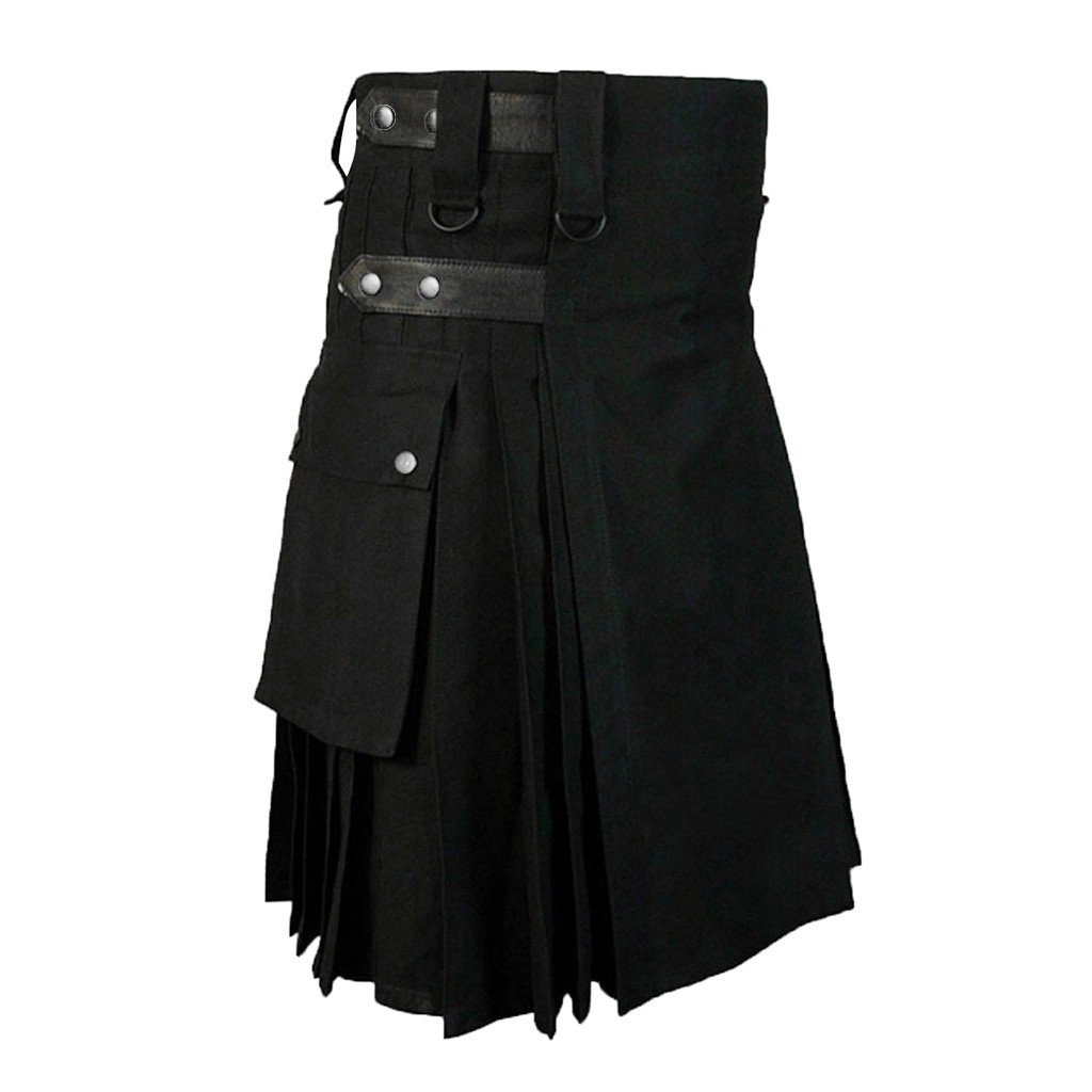 Kilt écossais plissé vintage en coton marron pour homme, style gothique, avec poche cargo, pour costumes de cosplay punk