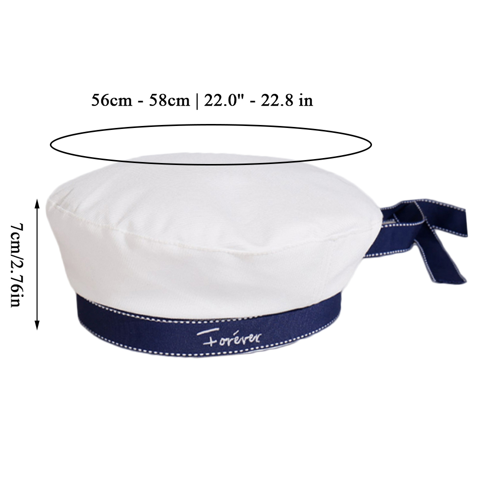 Chapeau uniforme à nœud brodé, style marin blanc, avec ruban, casquette octogonale, style scolaire japonais, joli béret