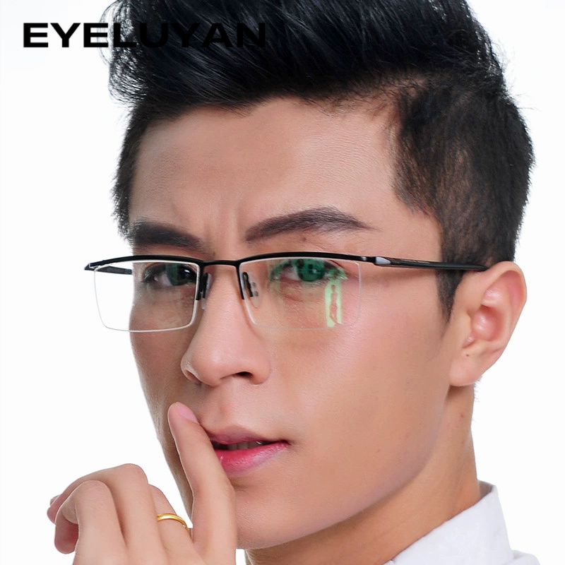 EYELUYAN demi-jante métal lunettes cadre pour hommes lunettes mode Cool optique-lunetterie homme lunettes Prescription cadre P8190